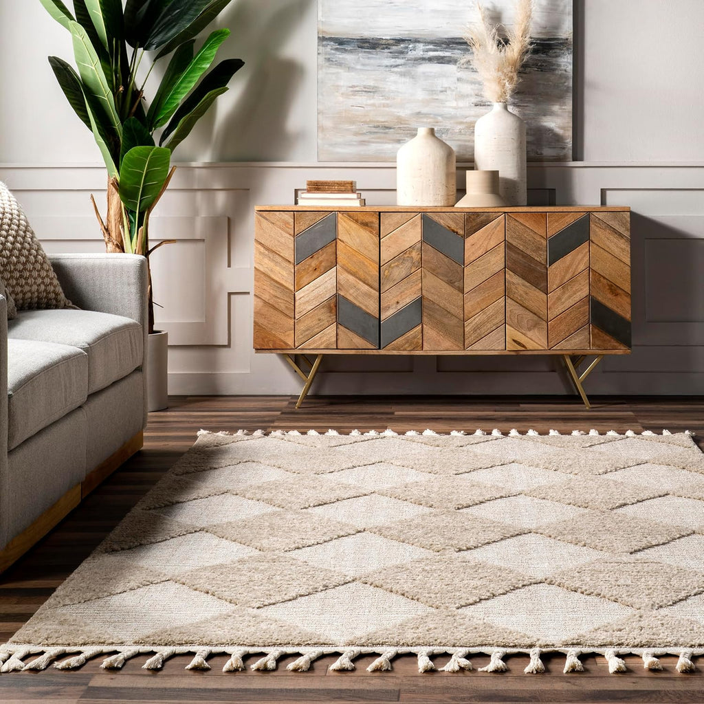 nuLOOM Marissa Beige Checkered Power Loomed Area Rug, 12' x 15'
