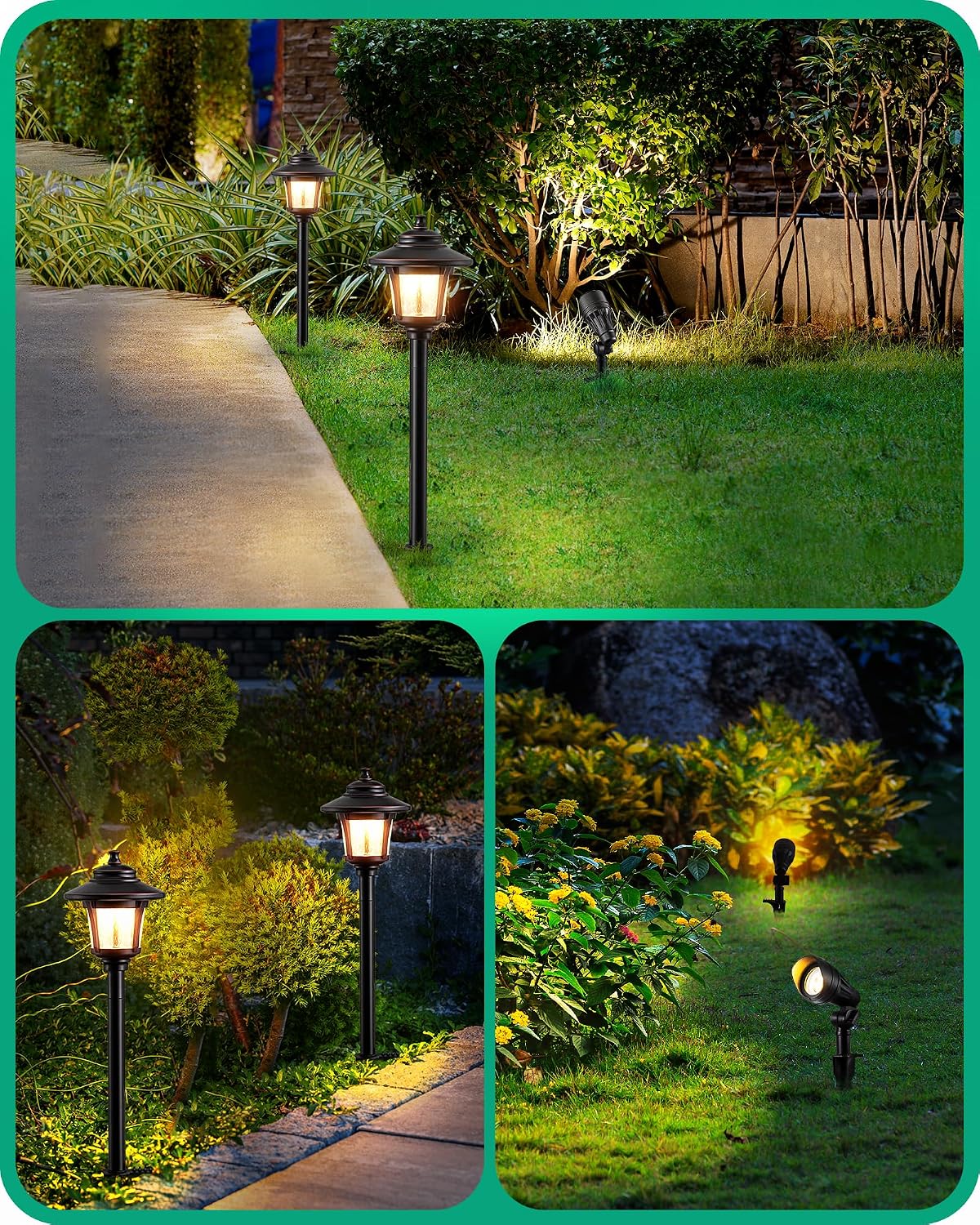 EDISHINE 3W 120LM LED Pathway Lights & 3.2W 240LM Spotlights Kit