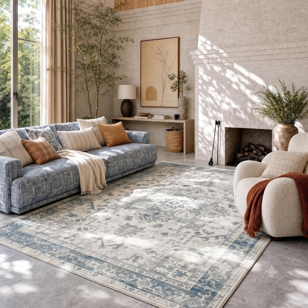Rugxara 6x9 Washable Area Rug for Living Room,Light Blue Grey