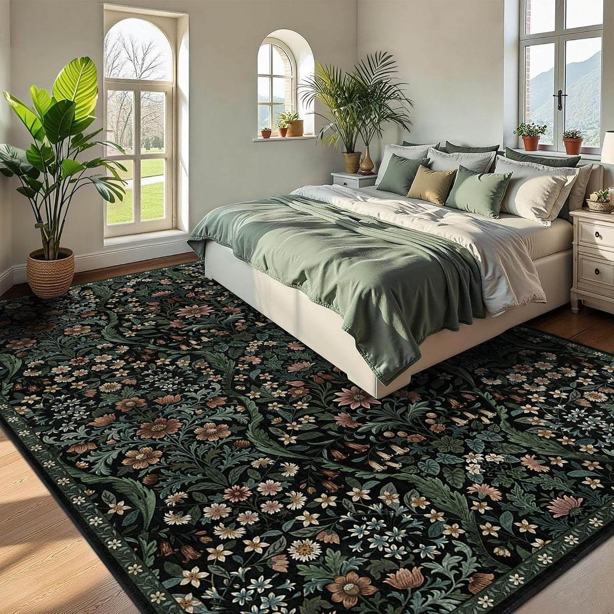 8x10 Large Area Rug Floral Botanical Boho Carpet for Living Room