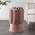 JONATHAN Y Louisa Outdoor Accent Table 19" Fluted Polyresin, Pink Terrazzo