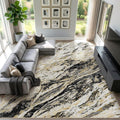Area Rugs for Living Room: 9X12 Abstract Washable Rug Modern Neutral Large Soft Stain Resistant Non-Slip for Bedroom Dining Room Indoor Home Office Carpet - Black Gold