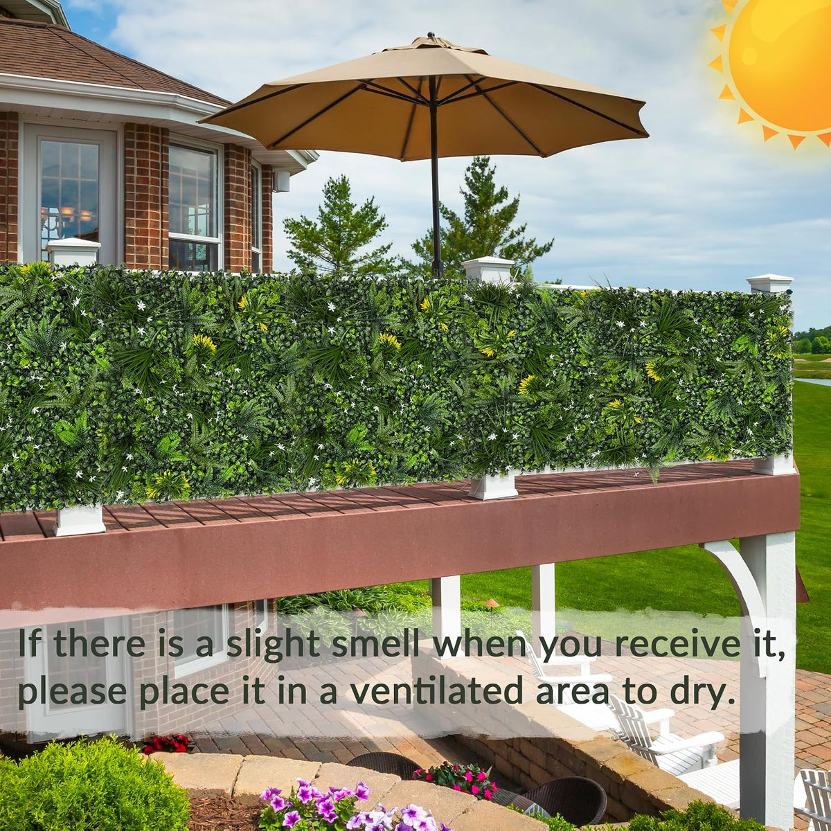 Artificial Grass Wall Boxwood Panels: 20"x20"(8P) UV Resistant