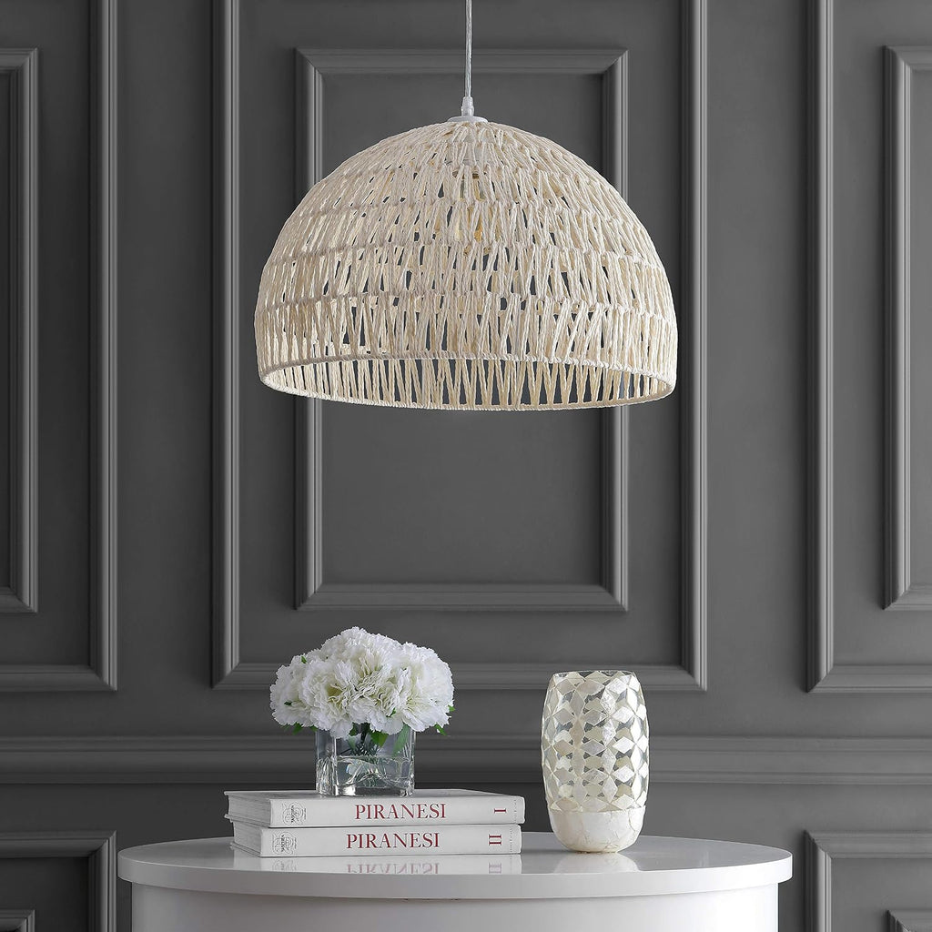 JONATHAN Y Campana 1-Light Pendant Dome Ceiling Lamp, 20", Cream