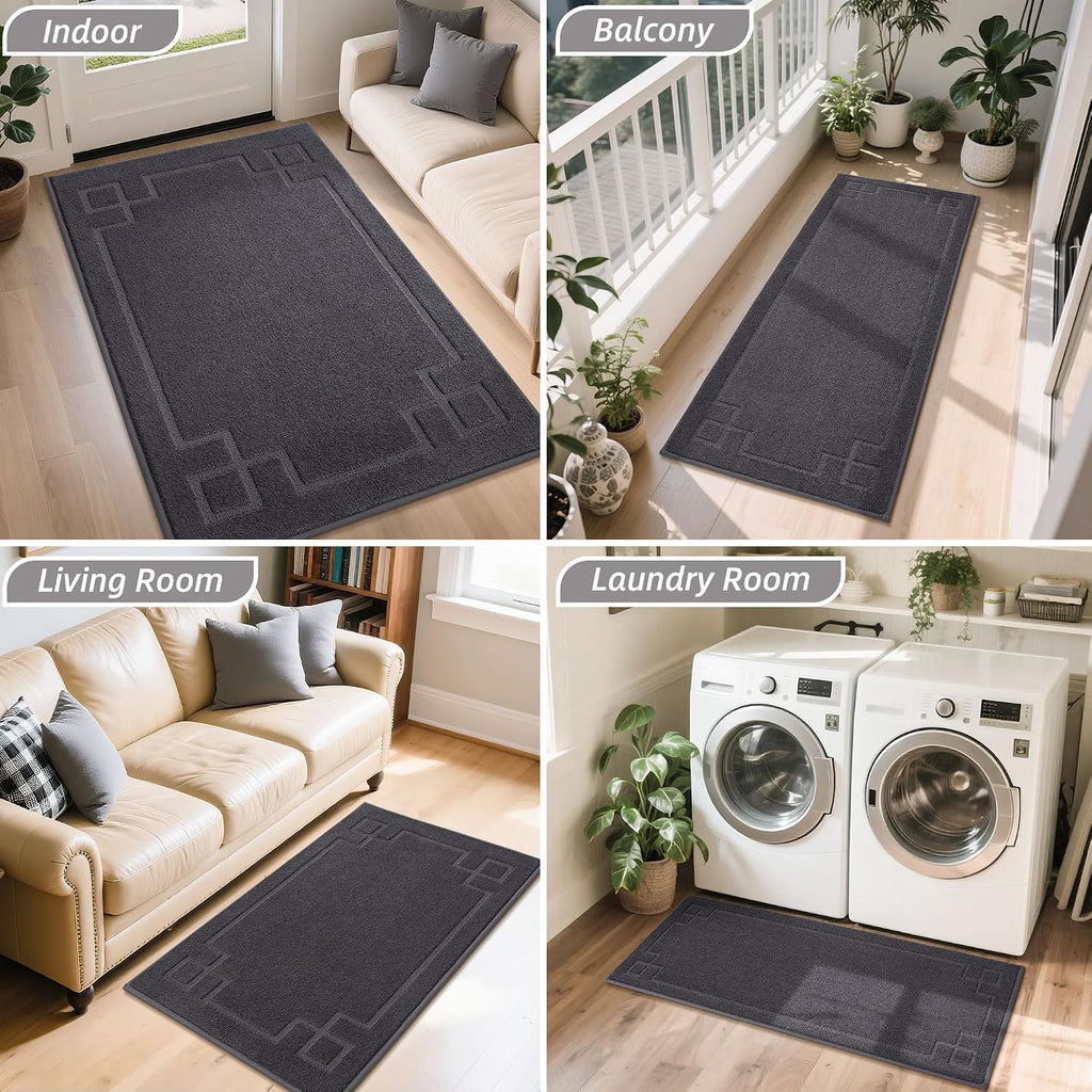 BEQHAUSE Door Mat 32" x 48", Non-Slip Door Mats Indoor Washable, Dark Grey