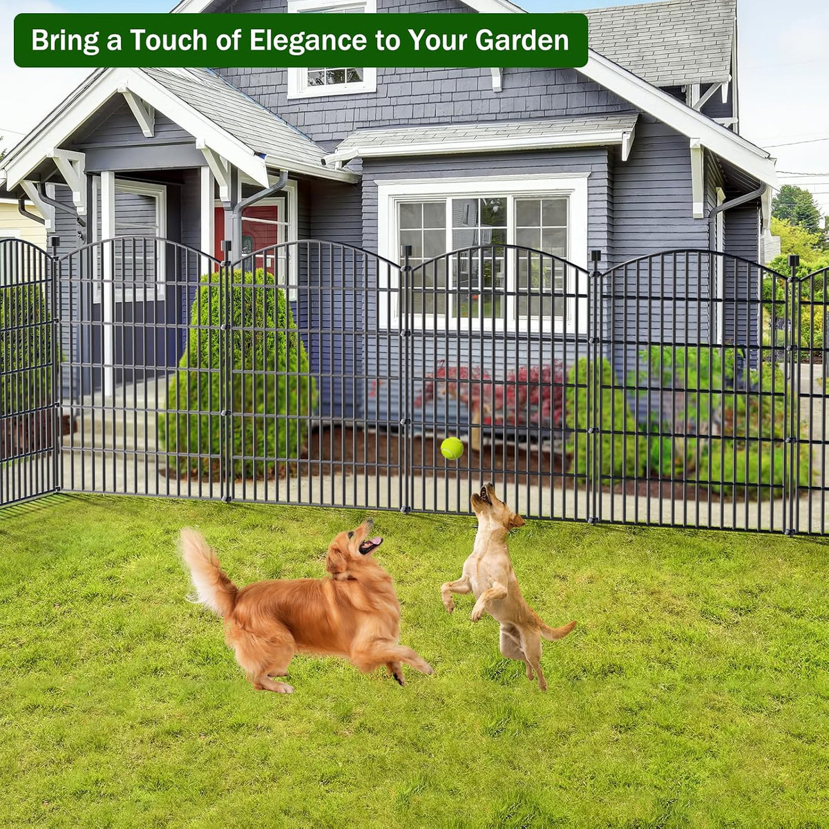 5 Panel No Dig Decorative Garden Fence 40" H x 11.8'L Outdoor Dog Barrier
