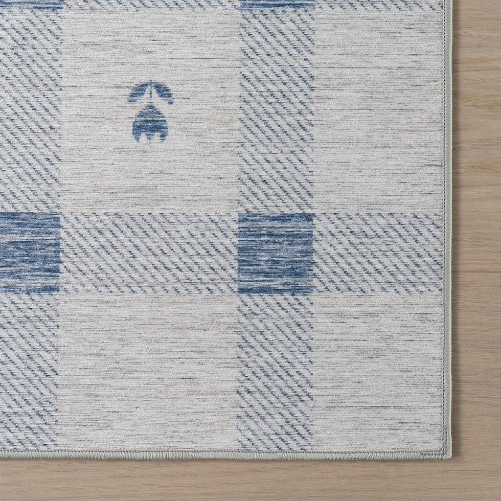 Dash & Albert Valen Blue Plaid Washable Rug, 8'6"x11'6"