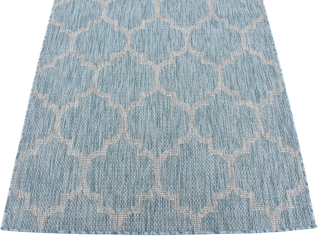 Unique Loom Outdoor Trellis Collection Area Rug (4' 1" x 6' 1" Rectangle, Aquamarine/ Gray)