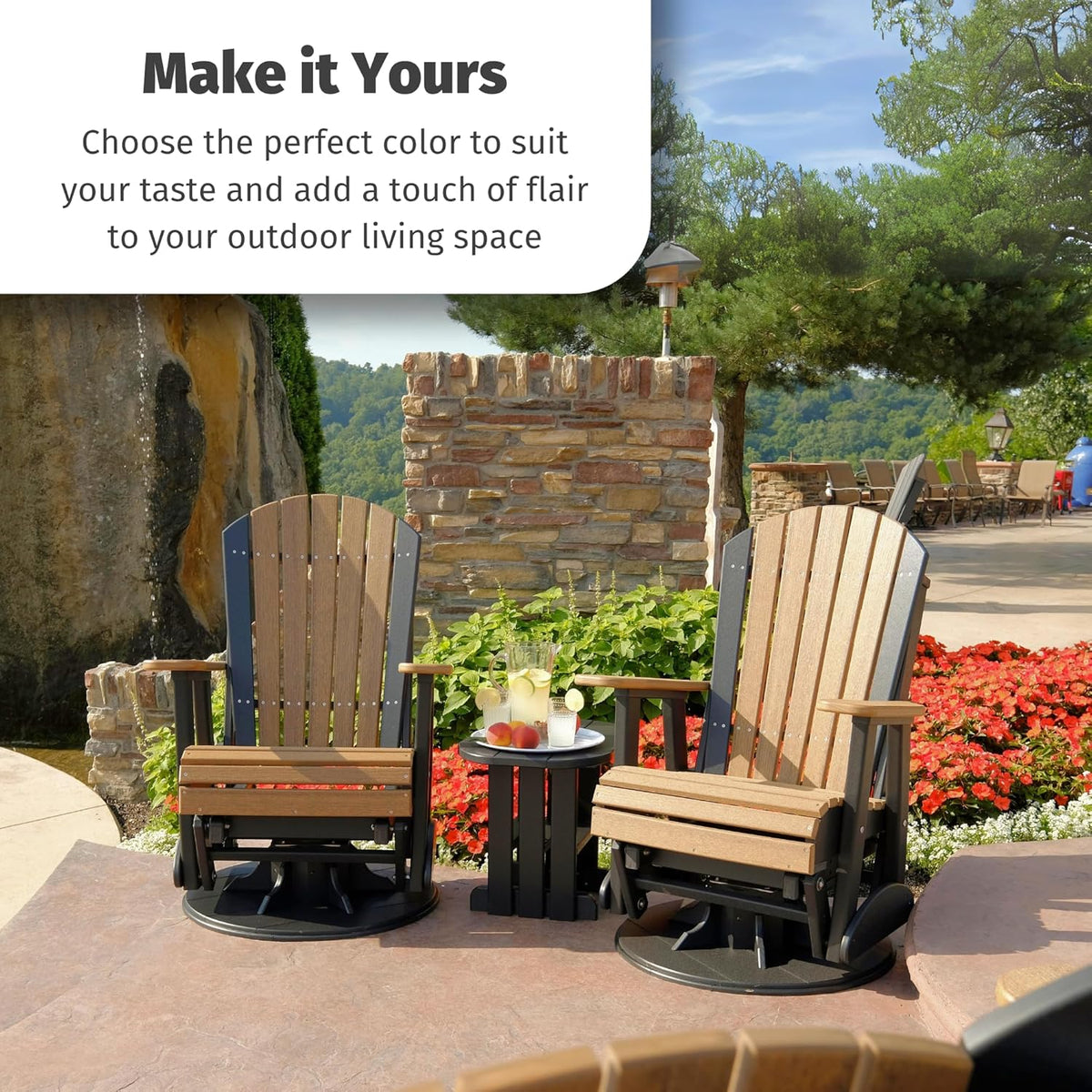 LuxCraft 2' Adirondack Swivel Glider - Available in 14 Colors, Cedar and Black