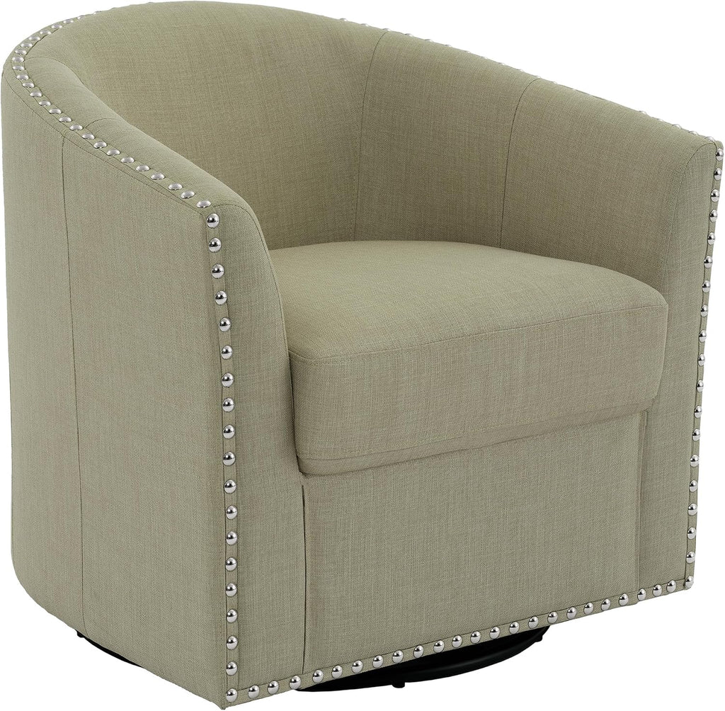 Mid-Century Modern Swivel Barrel Accent Chair, Light Camel, Set of 1
