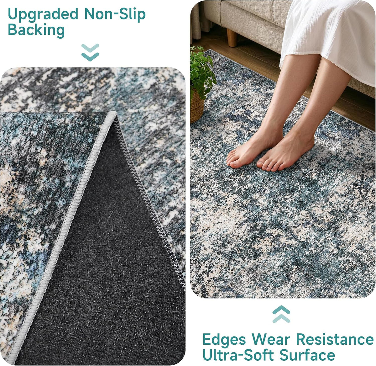 Area Rug 12x15 Living Room: Washable Low Pile Stain Resistant Indoor Carpet