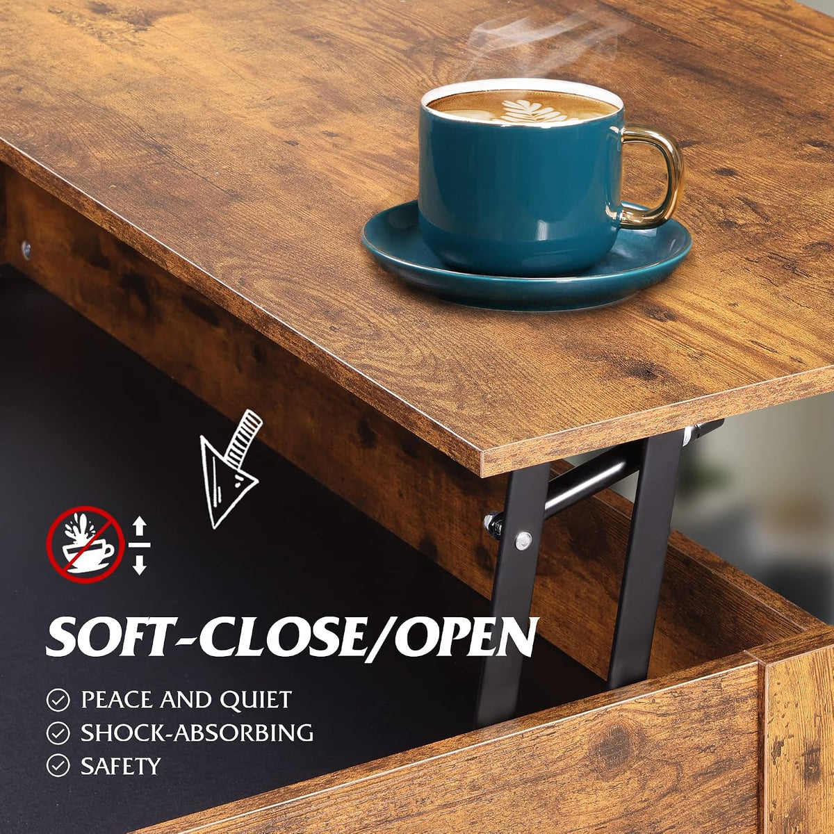 WLIVE Lift Top Coffee Table with Drawer, Brown