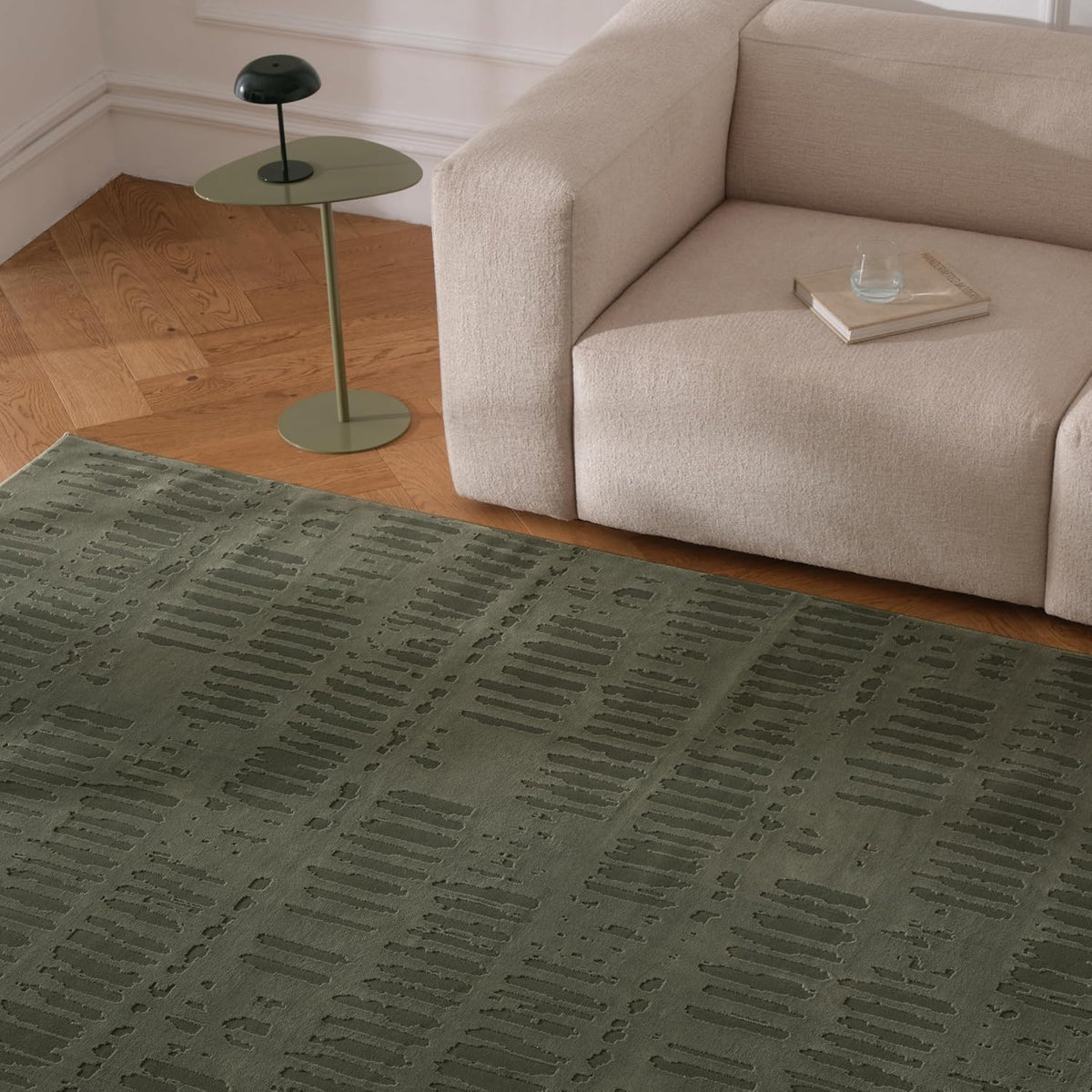 Revival Rugs Shell 9'x12' Area Rugs - Washable, Medium Pile, Green
