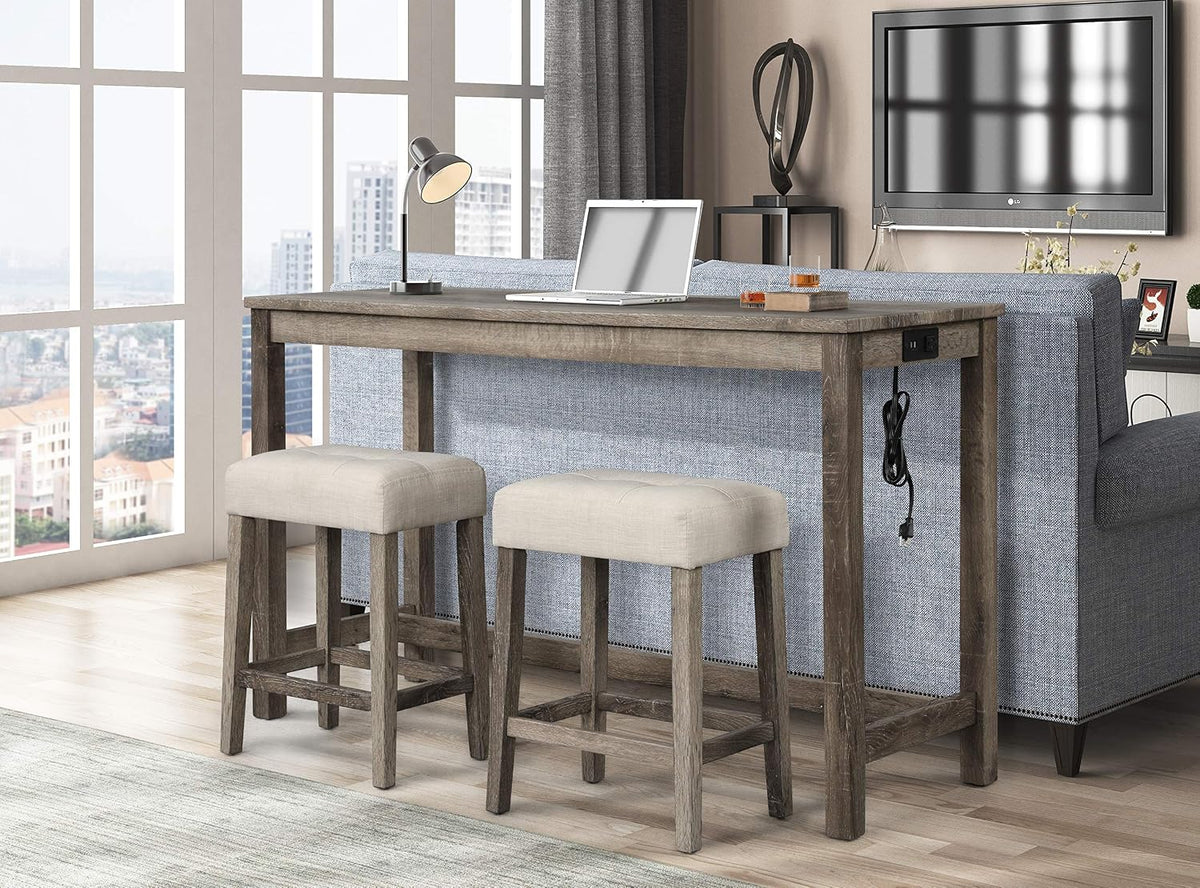 Best Master Furniture Cooper 60" Bar Height Pub Table, Antique Oak