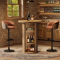 Tribesigns Round Bar Table, 35.4" Rustic Cocktail Table with 3-Tier Hidden Storage Shelves, High Top Bistro Pub Table with Slide Door for Small Spaces, Kitchen, Parties (1, Brown)