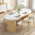 IRONCK 71" Oval Dining Table with Hidden Storage, Oak