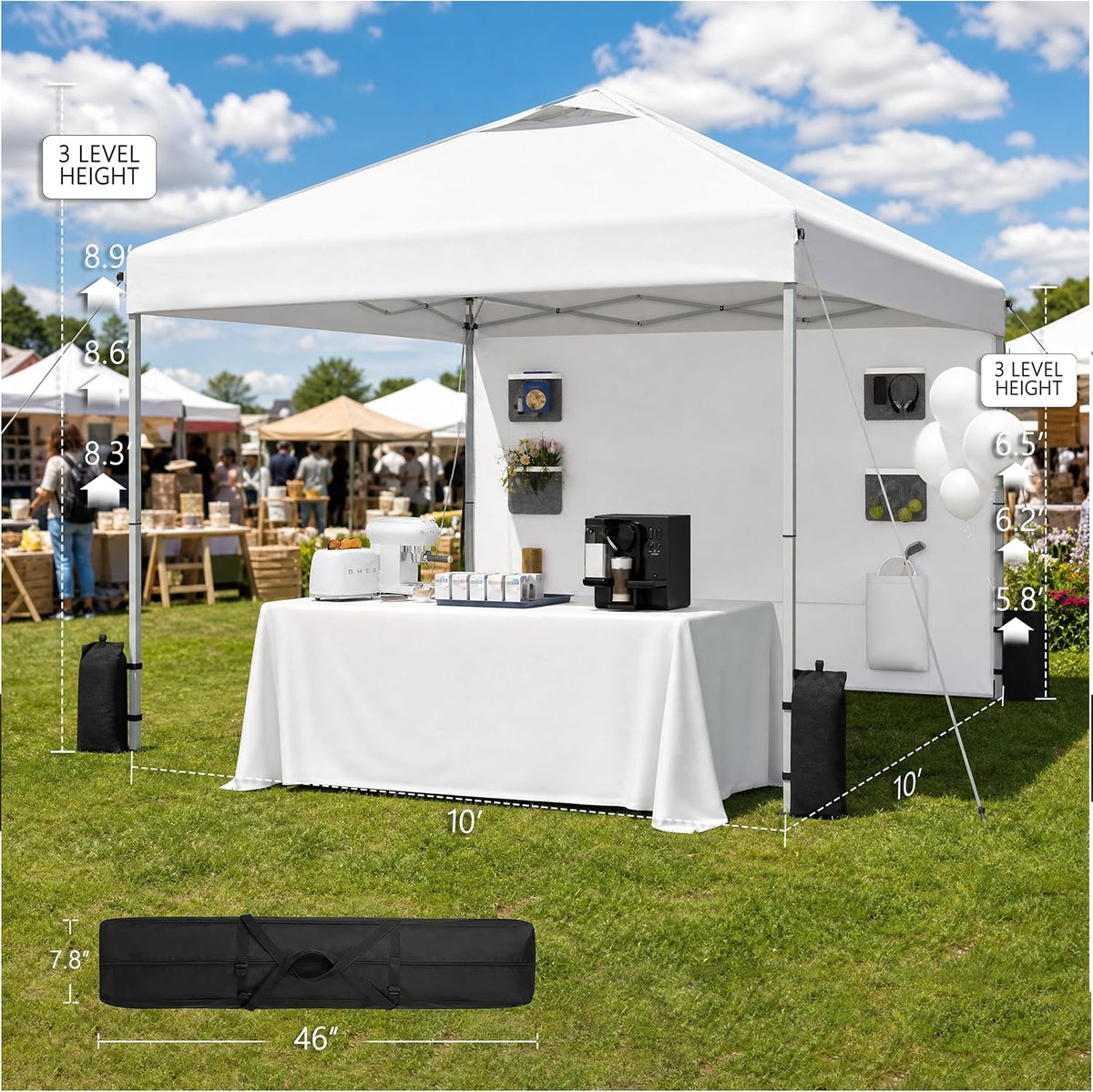 SANWAY 10x10 Pop Up Canopy Tent with Sidewall, Vendor Booth Shelter