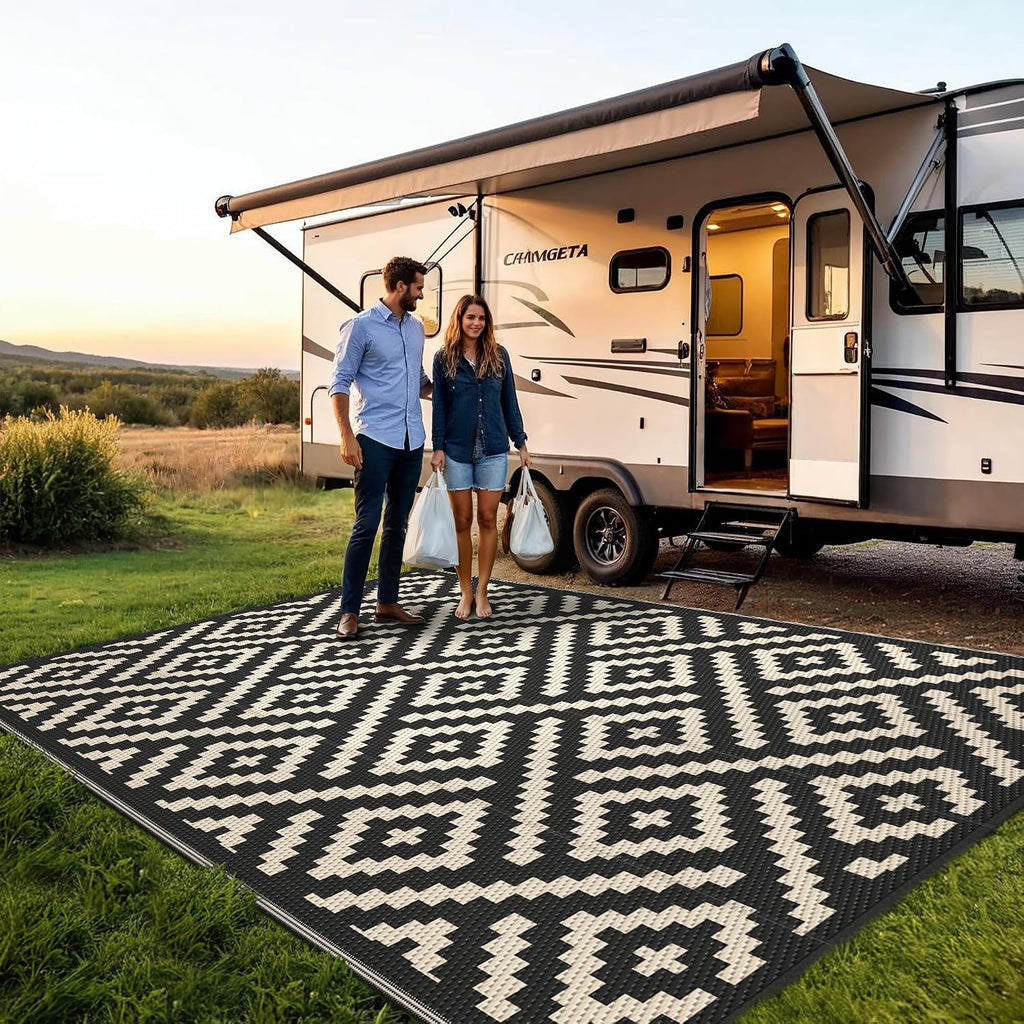 sarben outdoor rug, waterproof plastic rugs for patio showing dimensions