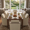 CHITA Upholstered Dining Chairs Set of 4 with Hidden Casters, Cream