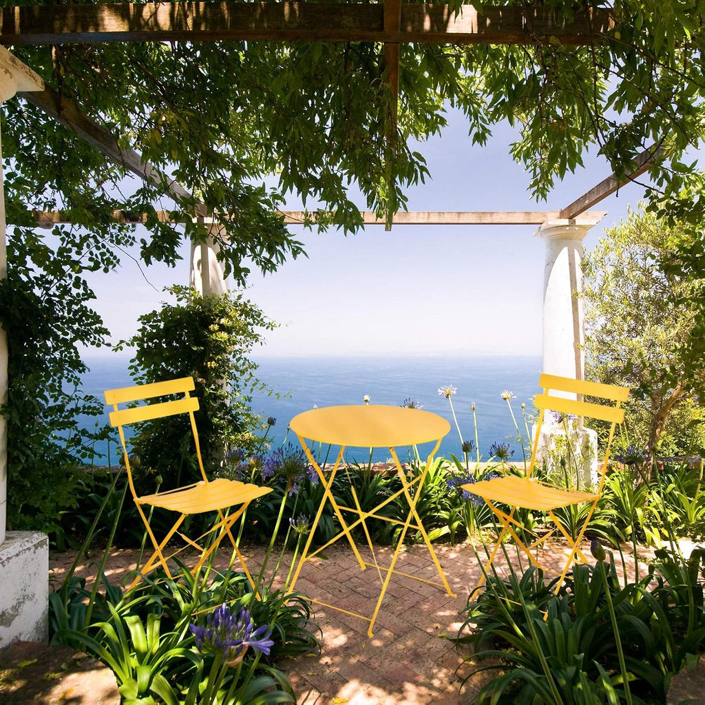 Grand Patio 3 Piece Folding Patio Bistro Set for Outdoor Balcony, Yellow