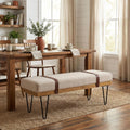 DUOMAY Industrial Modern Linen Rectangle Ottoman Bench, Beige