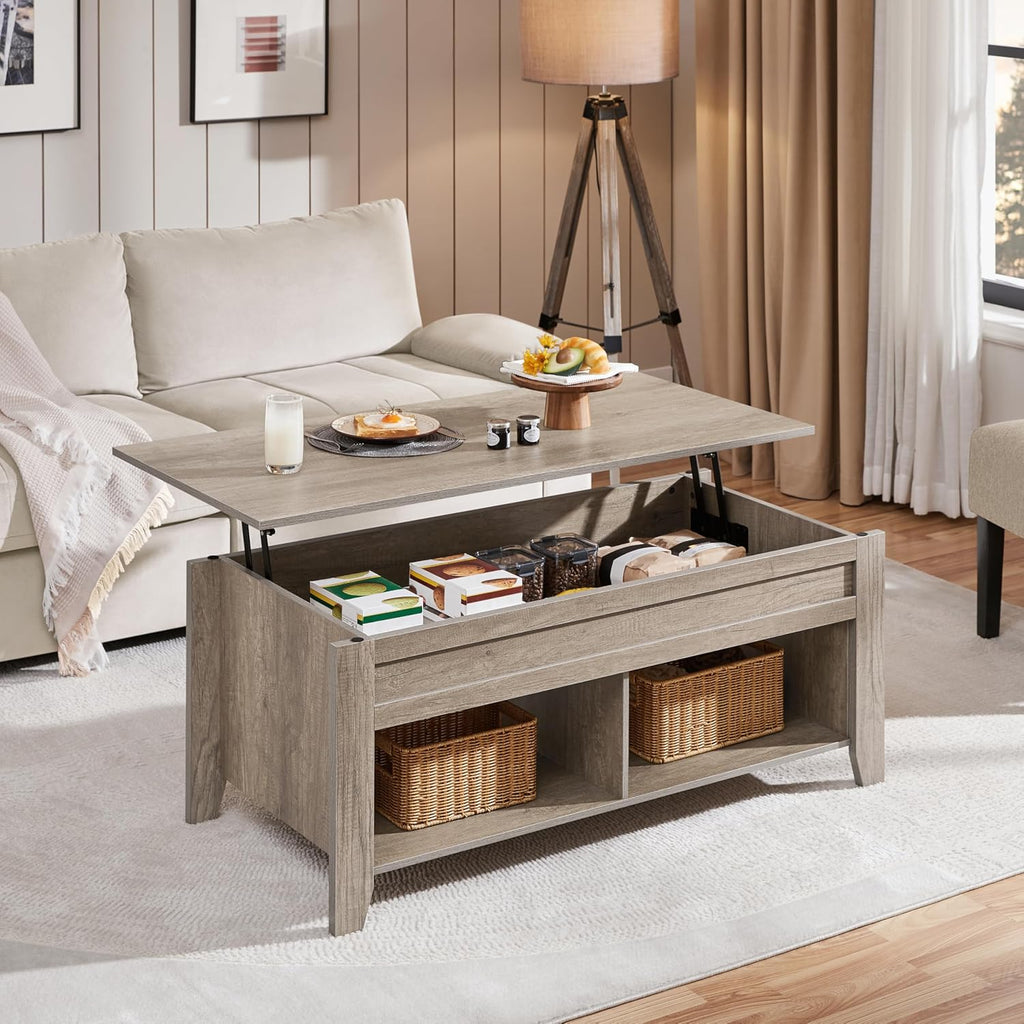 Yaheetech Lift Top Coffee Table with Hidden Storage Compartment Gray 47.5in