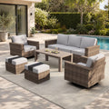 HERA'S HOUSE 6-Piece Patio Furniture Set with Wide Arm, Grey