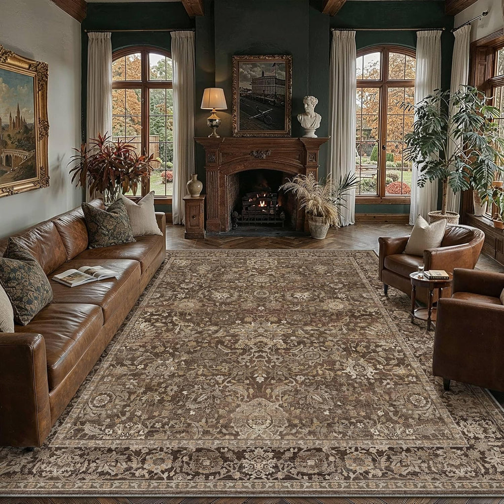 HUGEAR Area Rugs 6x9 Brown Vintage Rug for Living Room