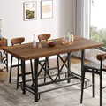 Tribesigns 63-Inch Counter Height Bar Table with Metal Footrest (Brown)