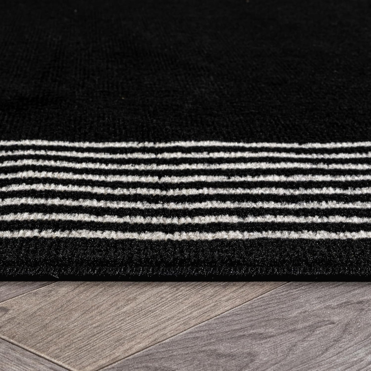 Rugshop Modern Bordered Minimal Area Rug for Living Room Black 4' x 6'