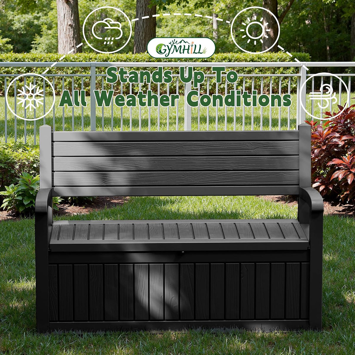 80 Gallon Outdoor Storage Bench,Waterproof Resin Deck Box with Seat