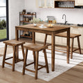 Sophia & William Solid Wood Counter Height Table and Chairs, Rustic Caramel