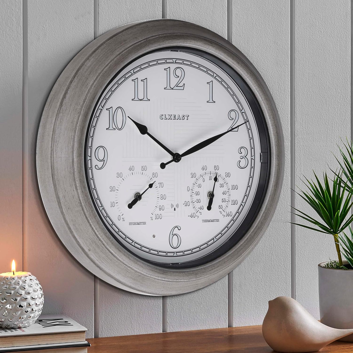 CLXEAST 18" Illuminated Outdoor Atomic Wall Clock Waterproof
