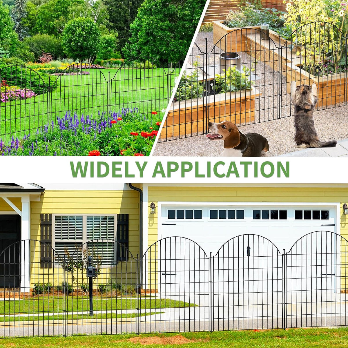 10 Panels No Dig Decorative Outdoor Garden Fence, 40in (H) x23.6ft (L)
