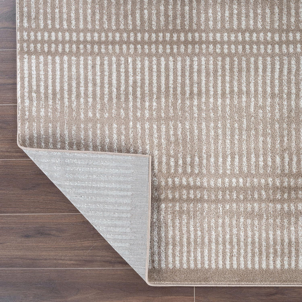 Rugshop Contemporary Stripe Lines High Traffic Area Rug Beige 5' x 7'