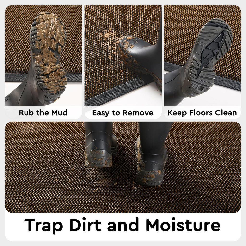 Front Door-Mat Outside Entrance 24"x36" Doormat Non Slip Dirt Trapper Brown