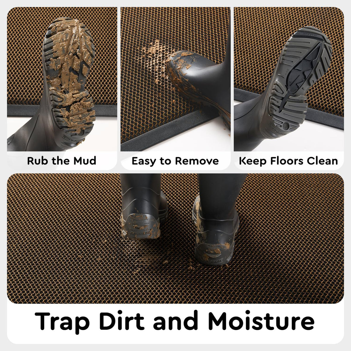 Front Door-Mat Outside Entrance 24"x36" Doormat Non Slip Dirt Trapper Brown