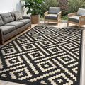sarben Outdoor Rug, Waterproof Plastic Rugs for Patio, 6'x9' Black Beige