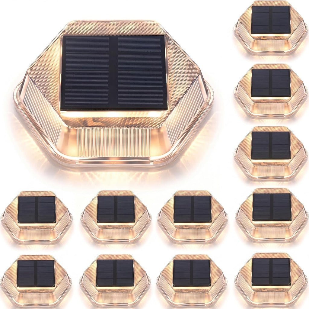 Onforu 12 Pack Solar Driveway Lights,Deck Light Outdoor,2 Modes RGB Colors LED Deck Dock Light Solar Powered,IP65 Step Lights for Driveway Sidewalk Garden Pathway Yard