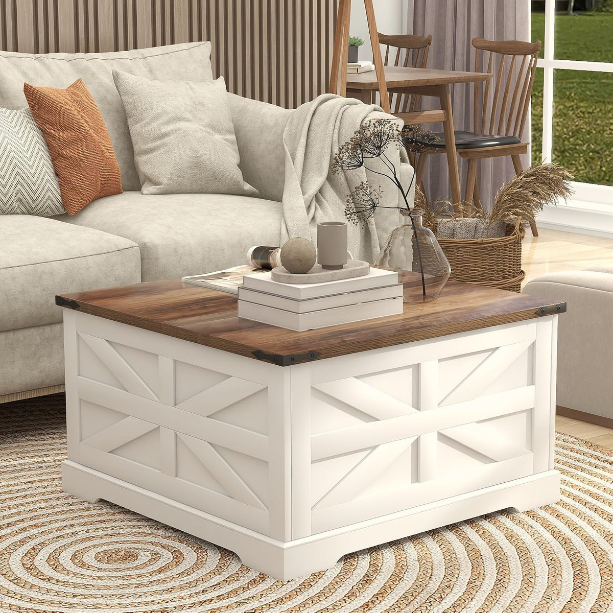 TaoHFE Lift Top Coffee Table with Storage,Rustic Farmhouse Coffee Table
