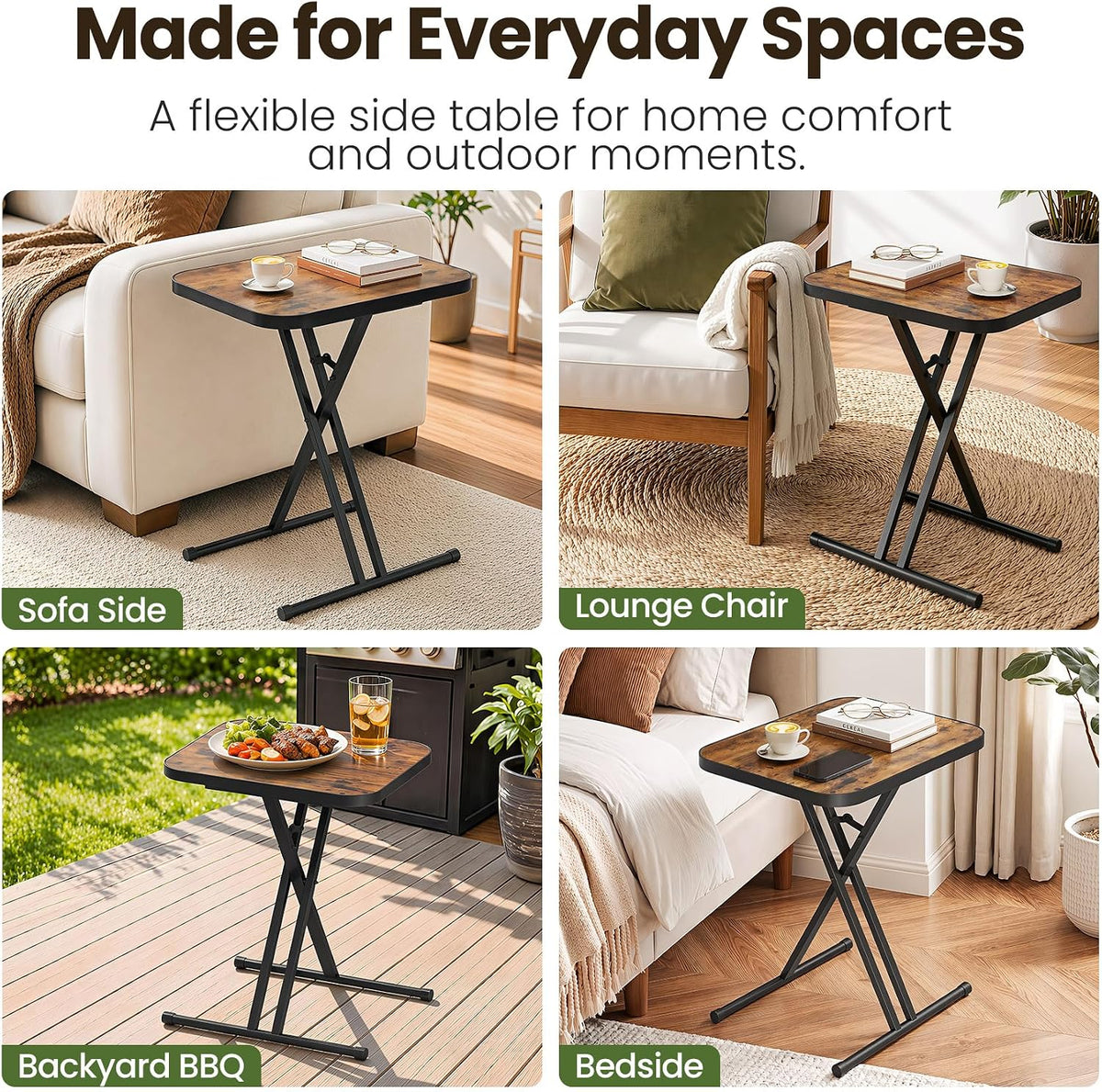 Kitstorack Folding TV Tray Tables Set of 2, No Assembly, Rounded Metal Rims