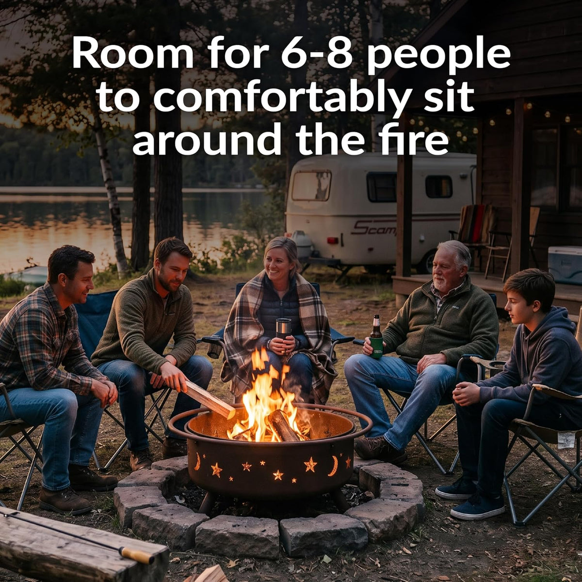 Sunnydaze Cosmic 42" Large Fire Pit for Outside Wood Burning, Round, Metal