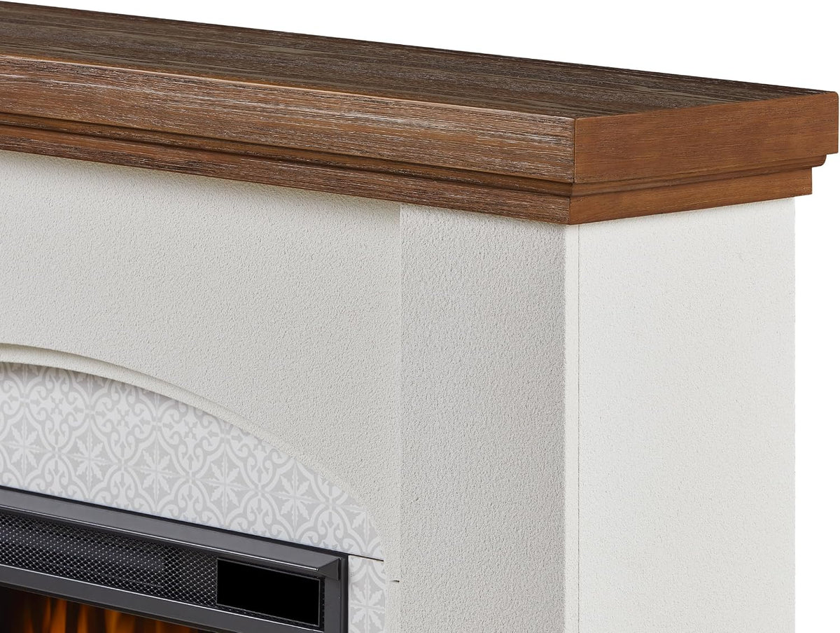Real Flame Anika 49" Electric Fireplace with Mantel for Living Room or Bedroom, Replaceable Fireplace Insert Heater, Realistic Log and Flame Effect, Remote Control, Timer, White