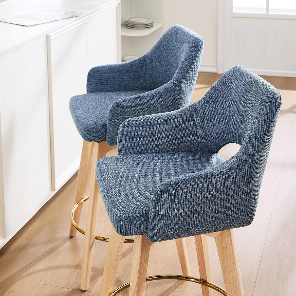 Zesthouse Swivel Counter Stools Set of 4, Wooden Counter Height Bar Stools