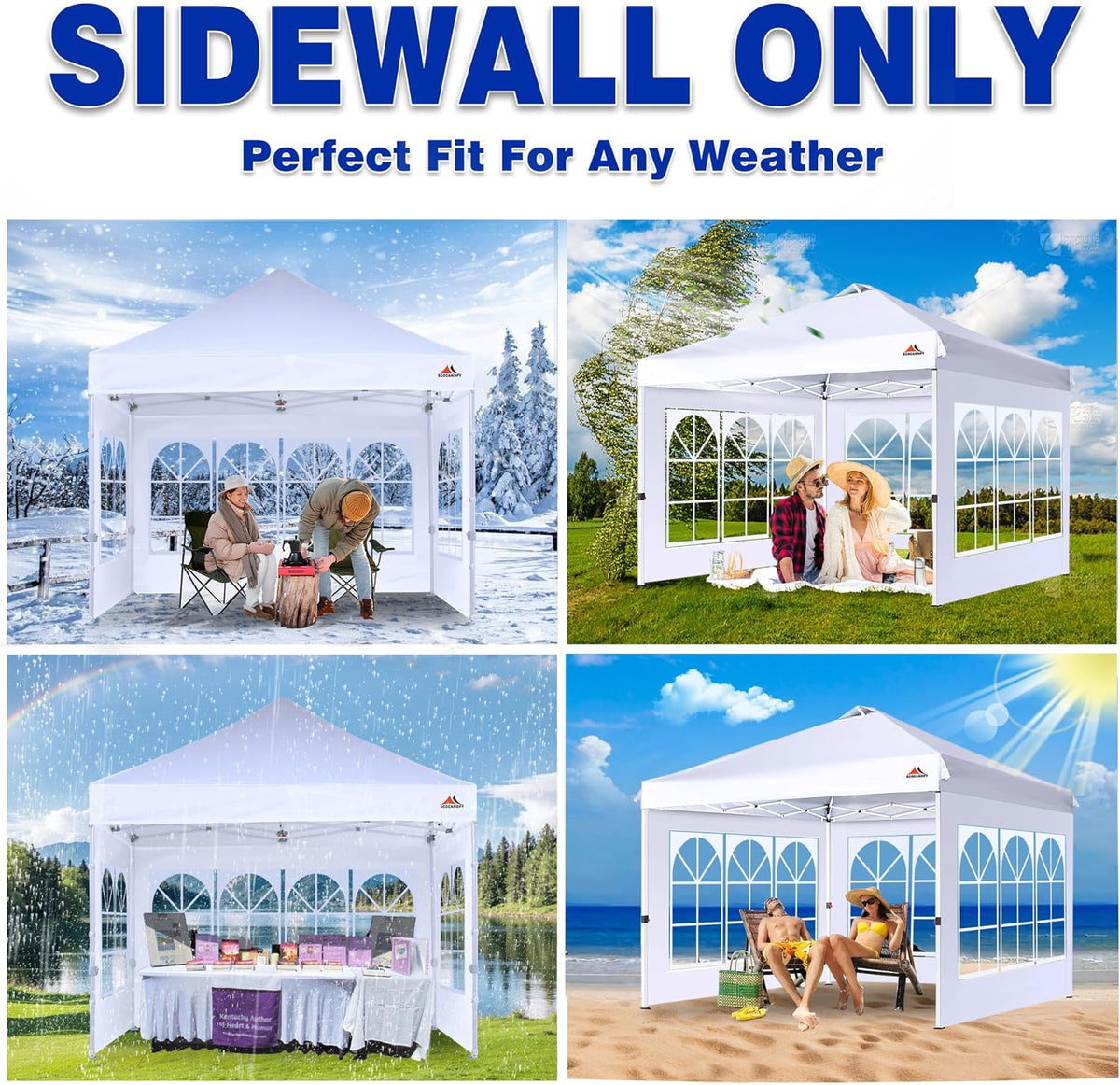 SCOCANOPY Church Window Sidewall for 12x12 Canopy Frame, 3 Pack Sunwalls Only,(Dark Gray)