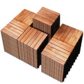 PrimeZone 108 PCS Solid Acacia Wood Interlocking Patio Deck Tiles Outdoor