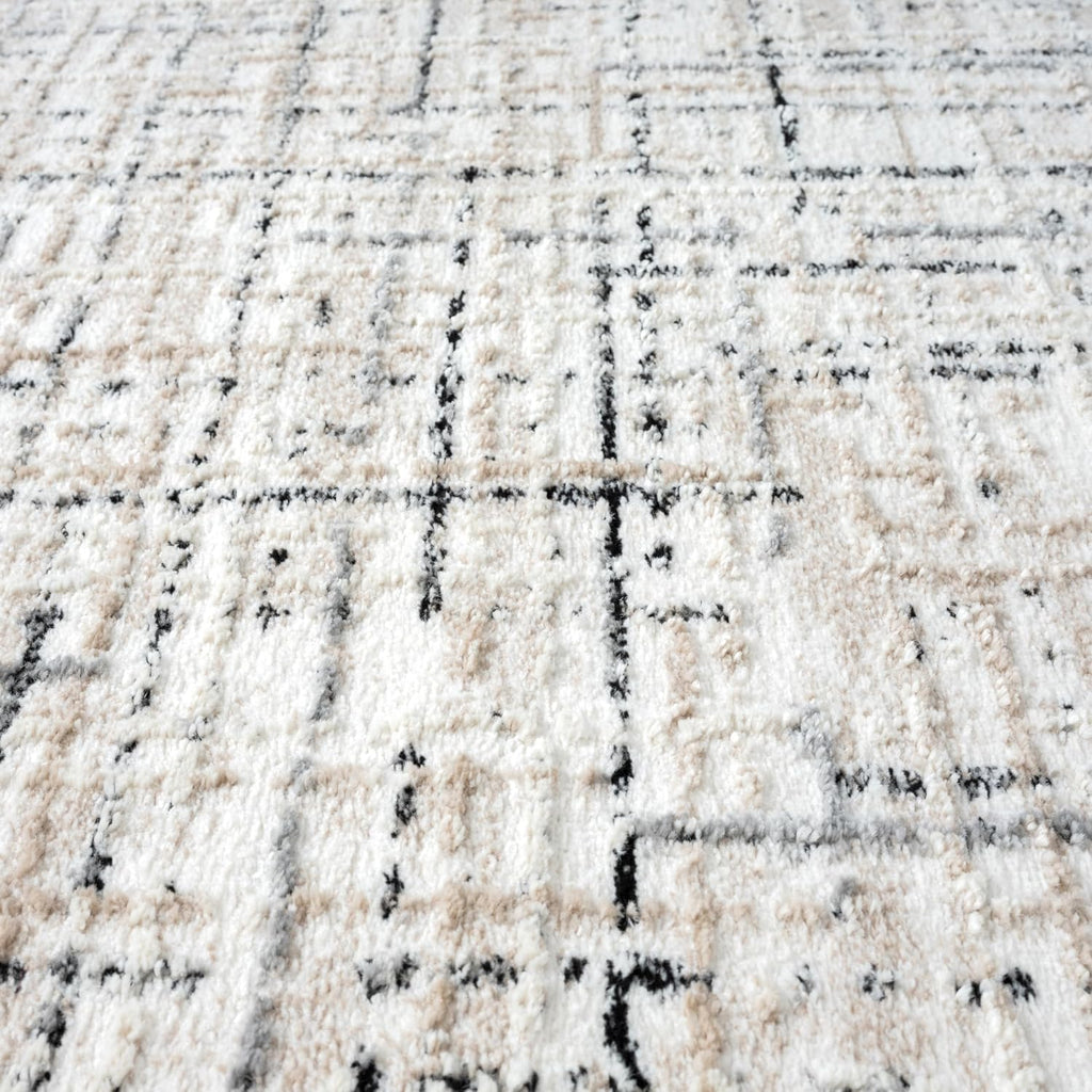 Abani Grey Area Rug for Living Room, Bedroom - Crosshatch Pattern- 4' x 6' -Durable & Easy to Clean
