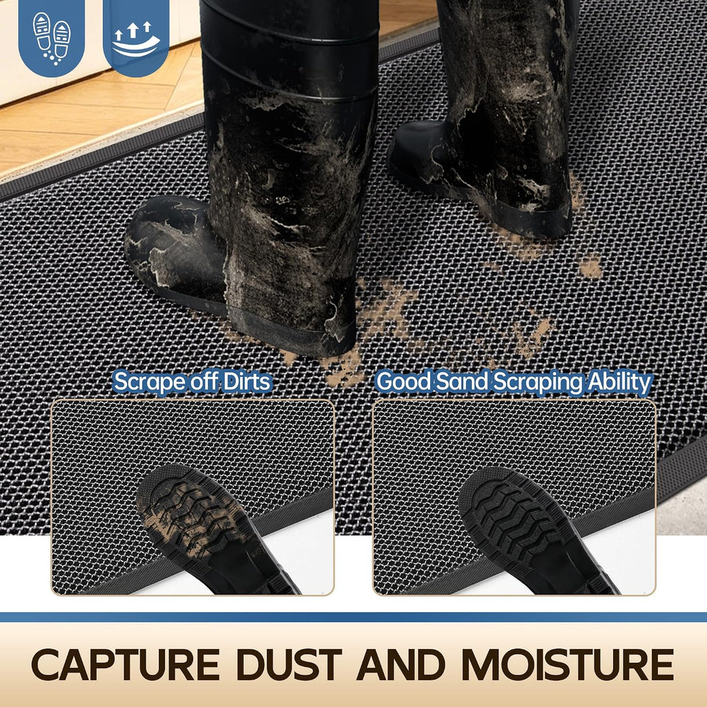 Amyracel Front Door Mat Outside Entrance, Dirt Trapper Mat 72" x 36", Gray