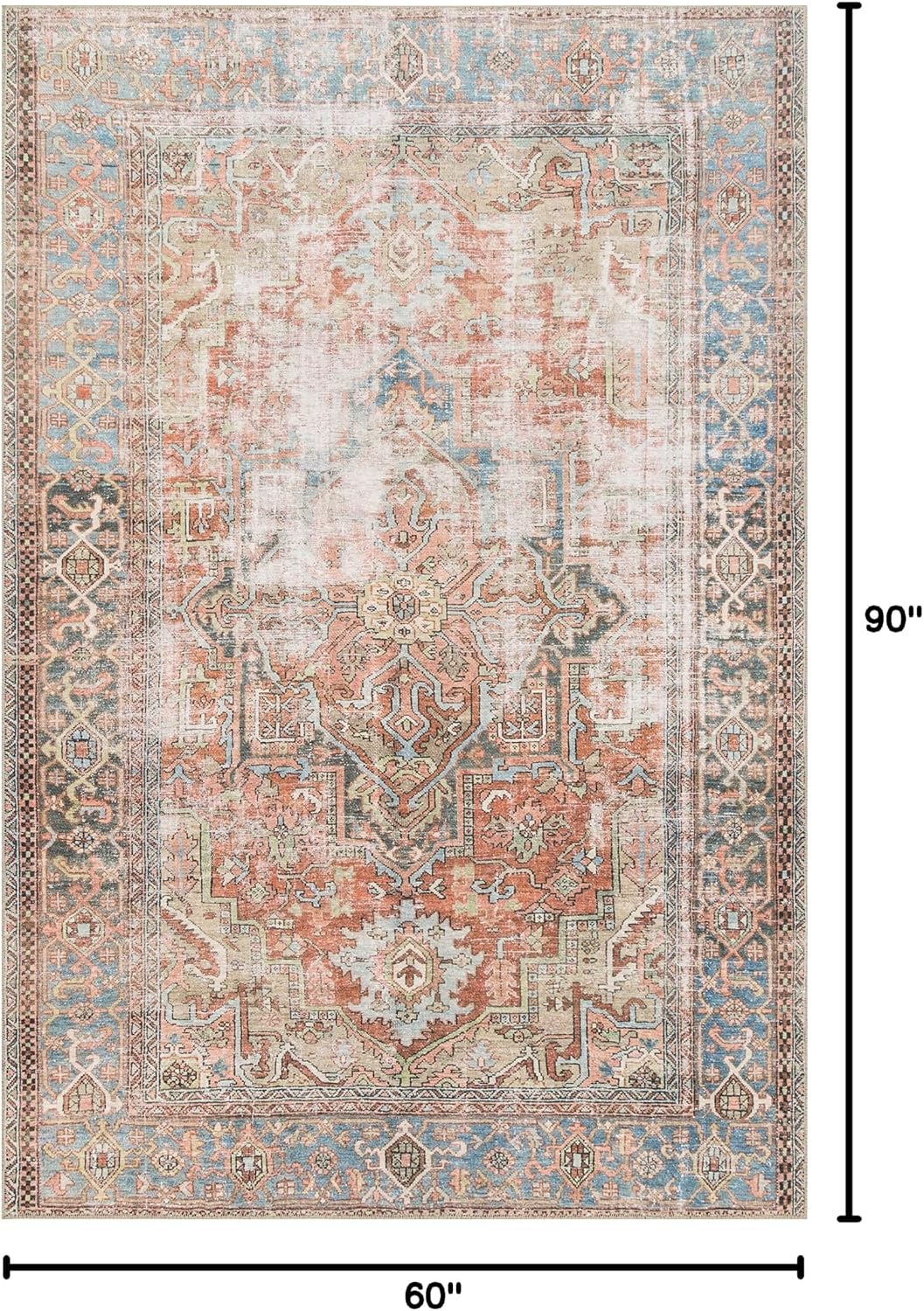 Loloi Loren Terracotta/Sky 5'-0" x 7'-6" Area Rug