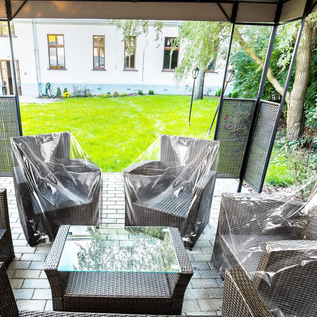 tudomro 8 pcs outdoor clear plastic chair covers, package contents